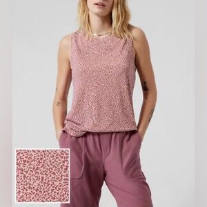 Athleta Breezy Tank Top in Micro Cheetah Print Bashful Rose